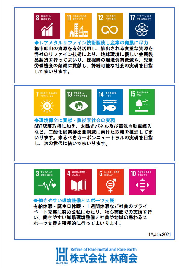 我々は、国連が提唱する持続可能な開発目標に賛同し、持続可能な社会に貢献してまいります。